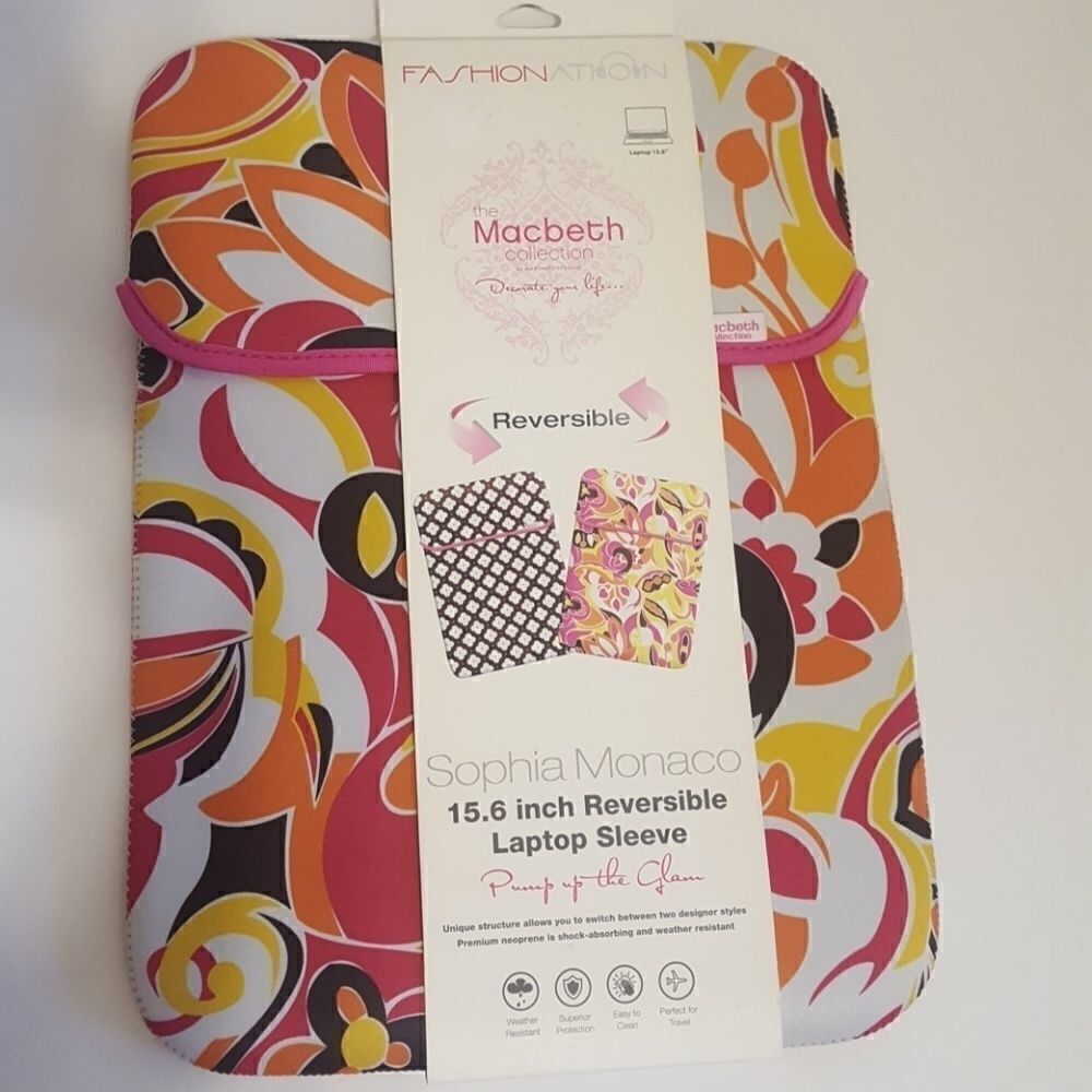 Macbeth Collection 15.6 Reversible laptop Floral Abstract Neoprene Sleeve